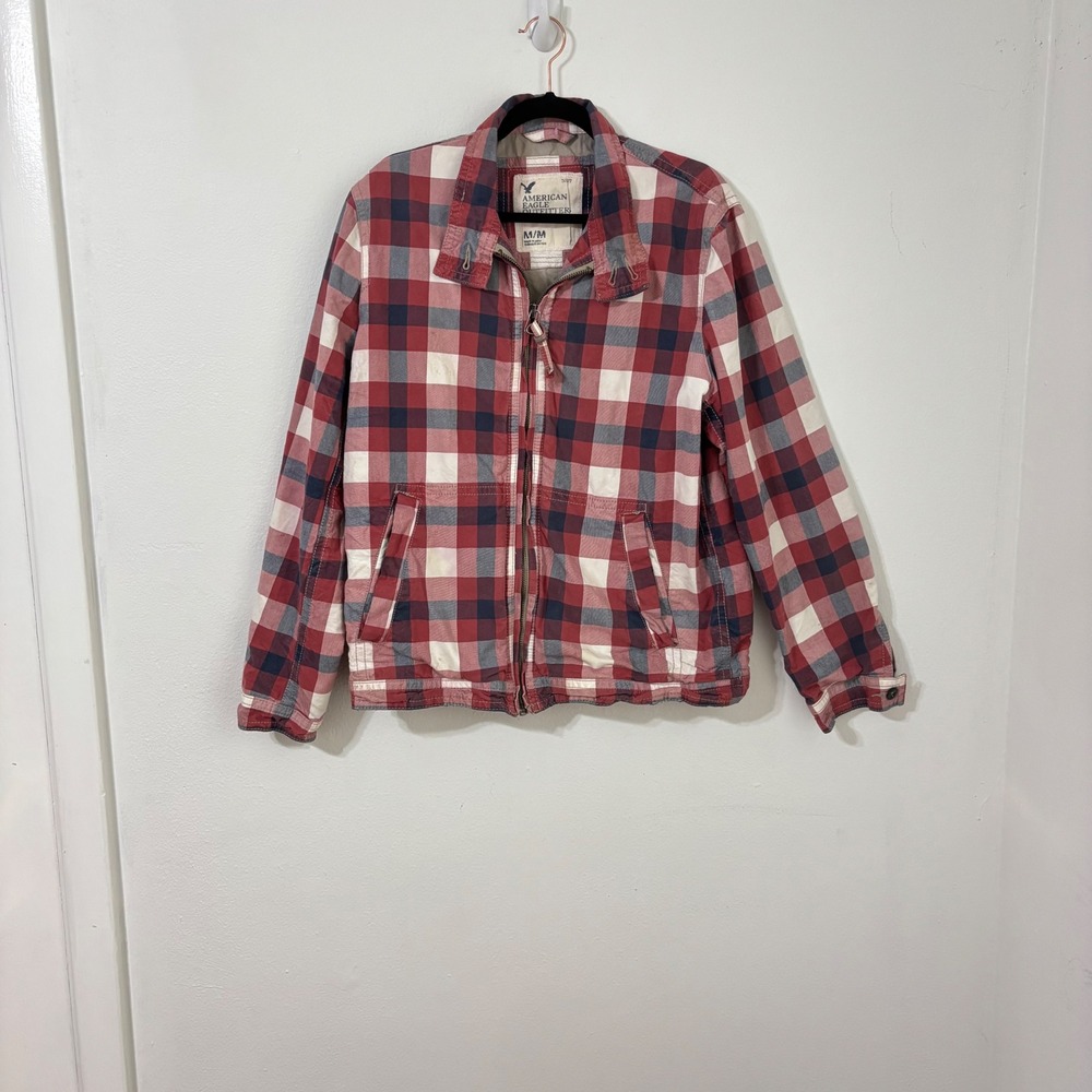 Vintage American Eagle Plaid Zip Chore Jacket 2010 Indie Sleaze 90s Grunge Men M